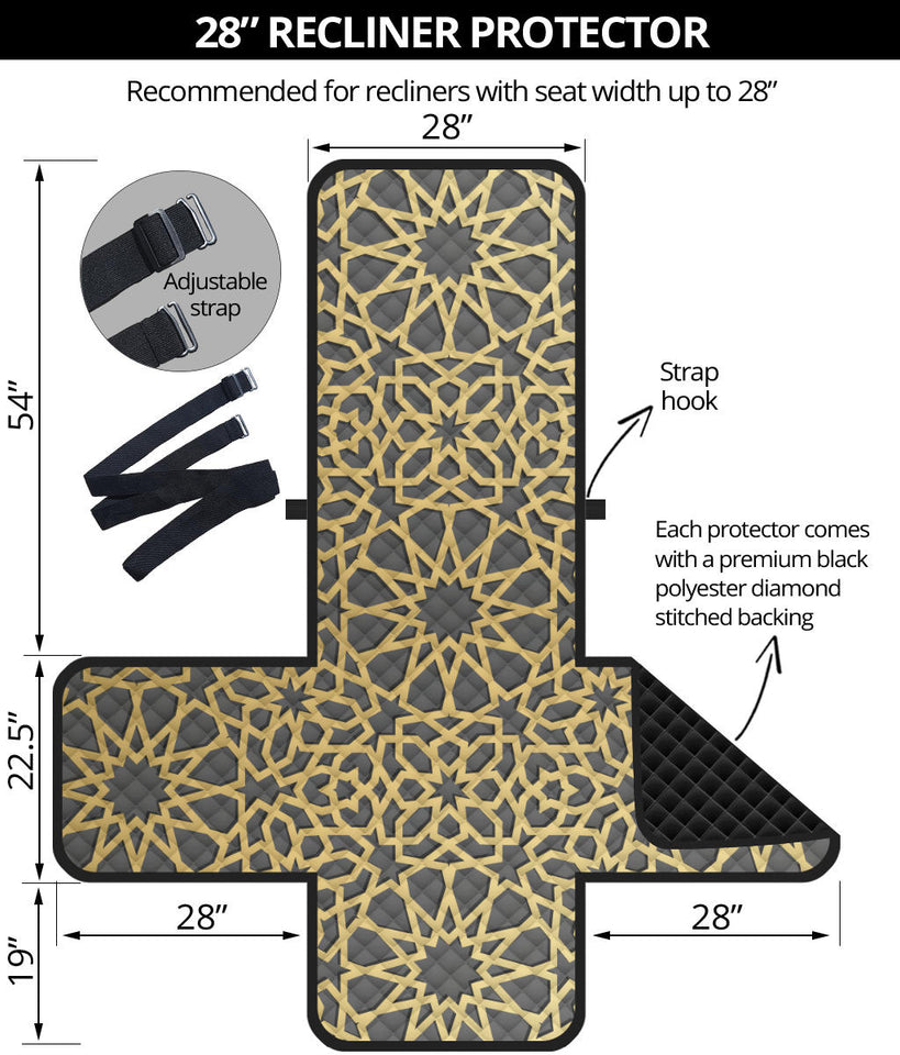 arabic star gold pattern Recliner Cover Protector