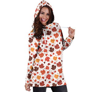 Colorful Maple Leaf Pattern Women'S Hoodie Dress