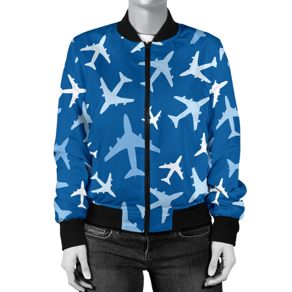 Airplane Pattern In The Sky Women'S Bomber Jacket
