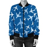Airplane Pattern In The Sky Women'S Bomber Jacket