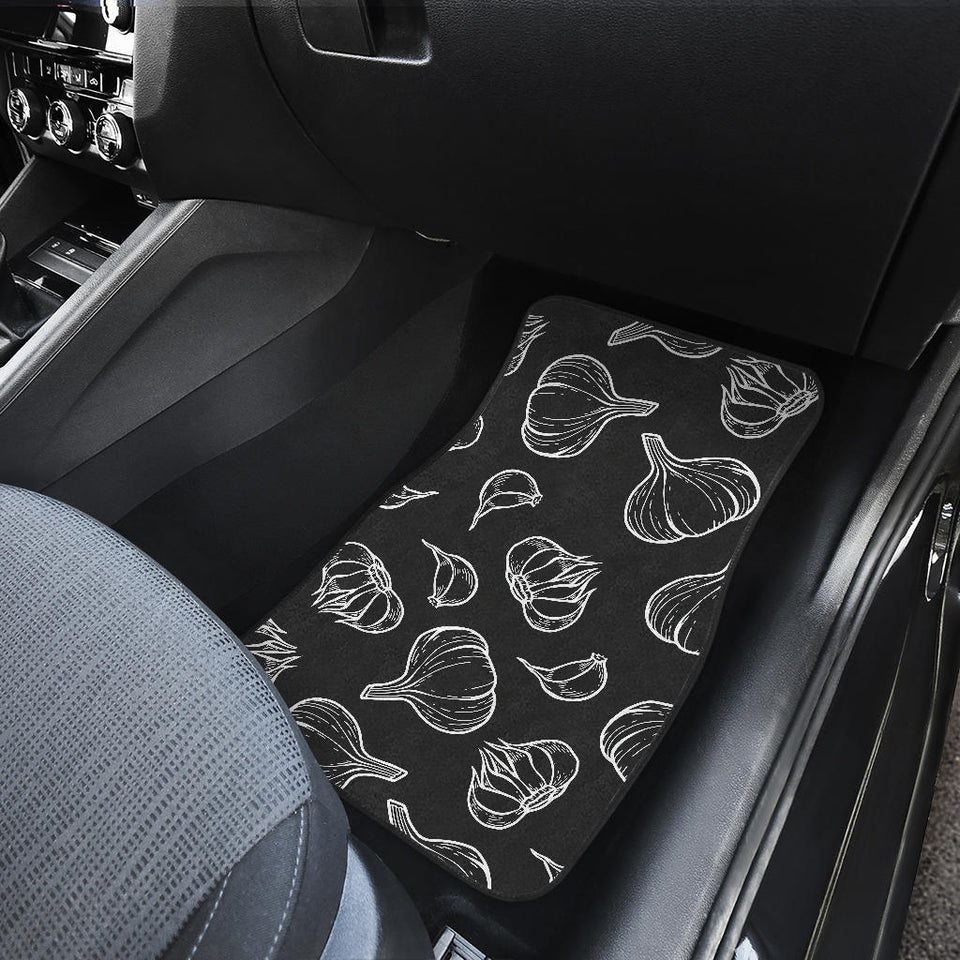 Garlic Pattern Black Background Front And Back Car Mats