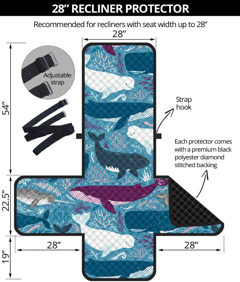 Whale design pattern Recliner Cover Protector