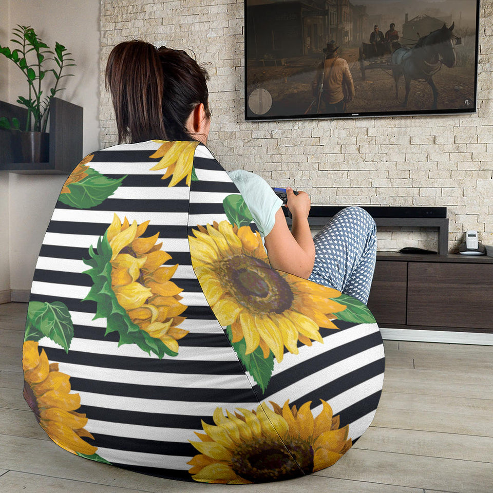 Sunflowers Ribbon Background Bean Bag Cover