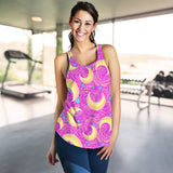 Moon pink rose background Women Racerback Tank Top