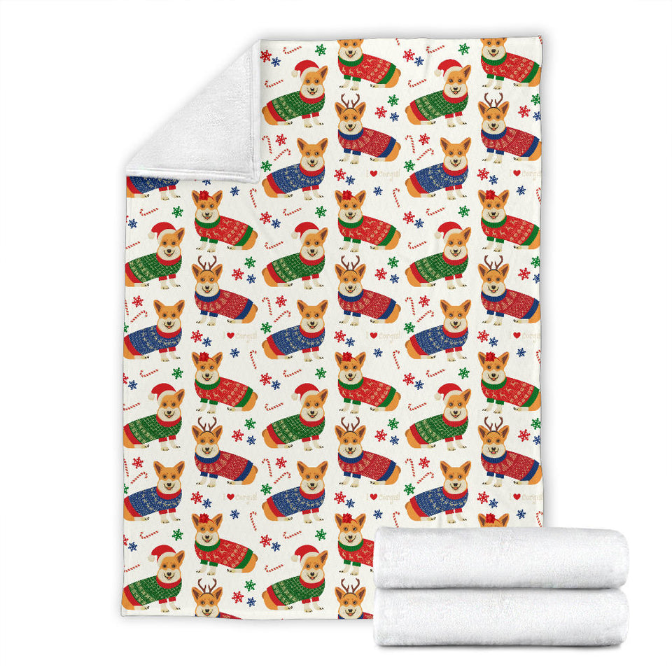 Corgi Christmas Pattern Premium Blanket