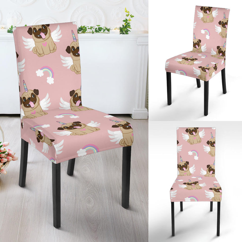 Cute Unicorn Pug Pattern Dining Chair Slipcover