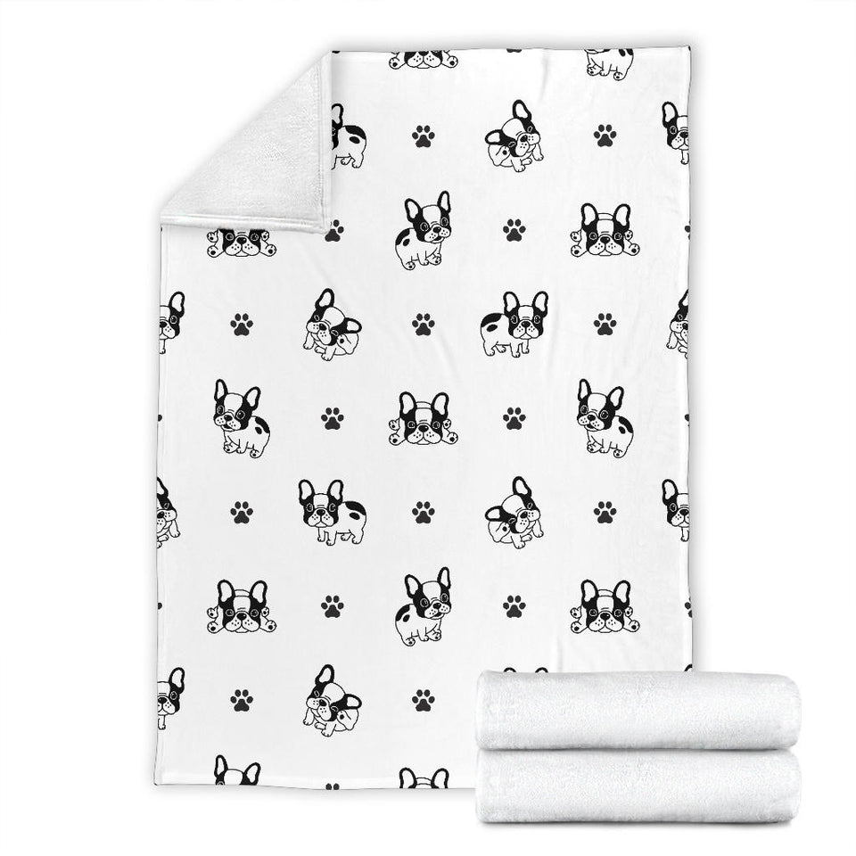 Cute French Bulldog Paw Pattern Premium Blanket