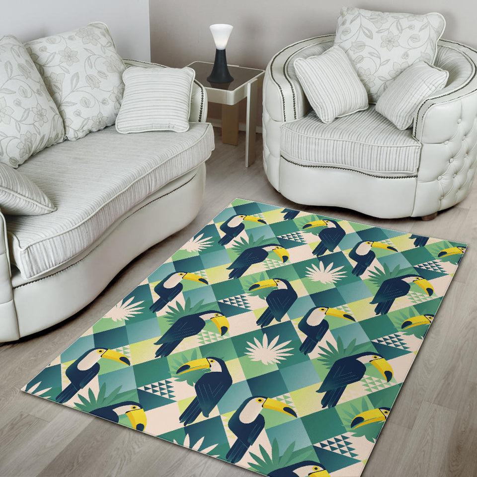 Toucan Tropical Leaves Design Pattern  Area Rug