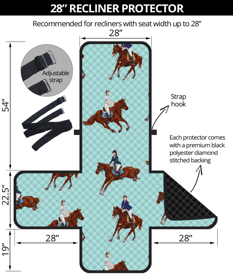 Horses running horses rider pattern Recliner Cover Protector