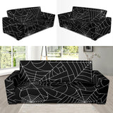 Spider Web Pattern Black Background White Cobweb Sofa Slipcover