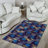 Blue Japanese Pattern Cloud Wave Flower Area Rug