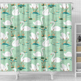 White Swan Lake Pattern Shower Curtain Fulfilled In US