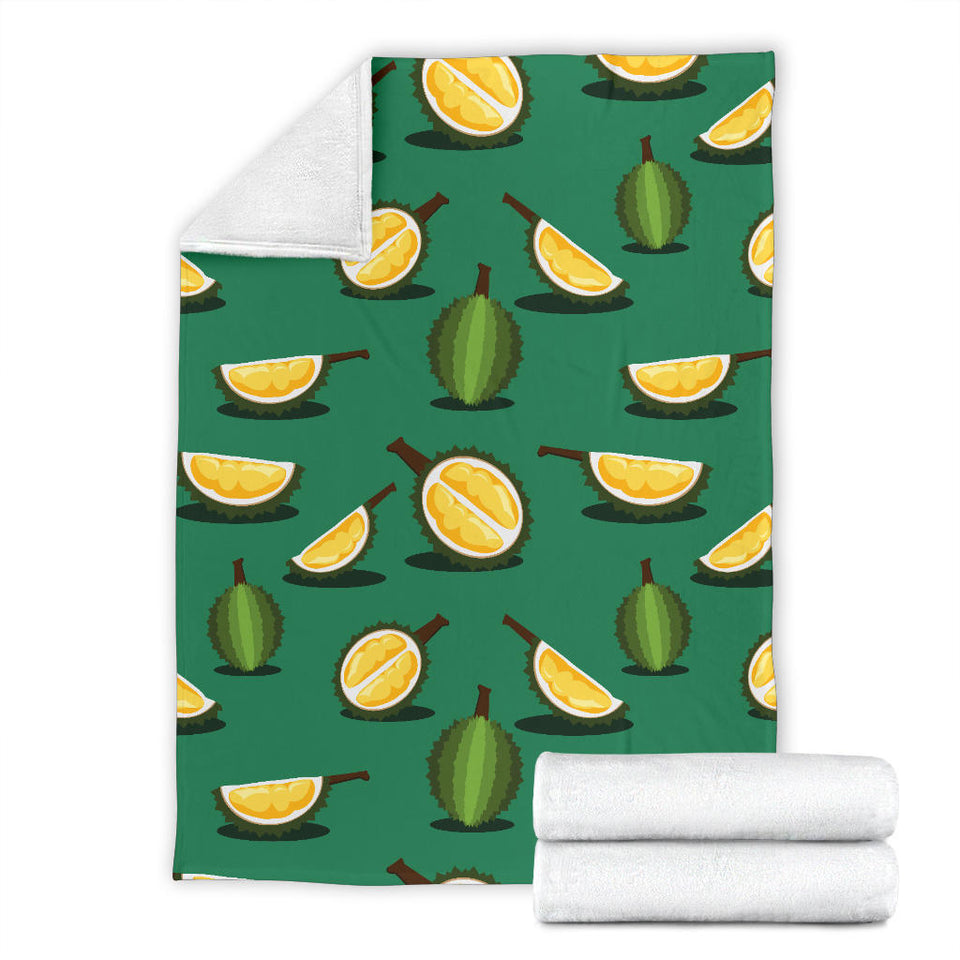 Durian Pattern Green Background Premium Blanket