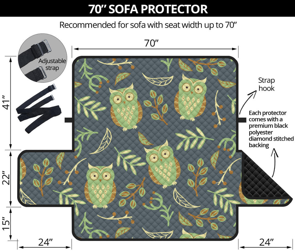 Cute owls leaves pattern Sofa Cover Protector