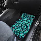 Green Leopard Skin Print Pattern Front Car Mats