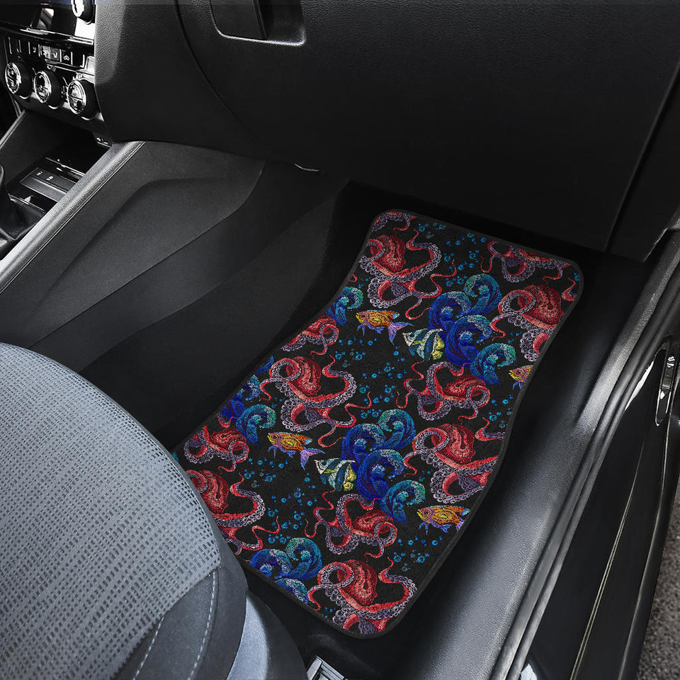Octopus Sea Wave Tropical Fishe Pattern Front And Back Car Mats