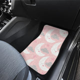 Cute Moon Cloud Star Pattern Pink Dot Background Front And Back Car Mats