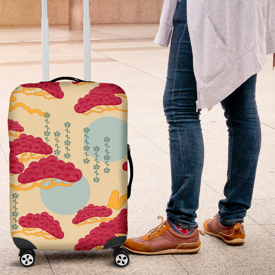 Red Bonsai Gray Sun Japanese Pattern Luggage Covers