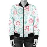 Clock Time Pattern Blackground Women'S Bomber Jacket