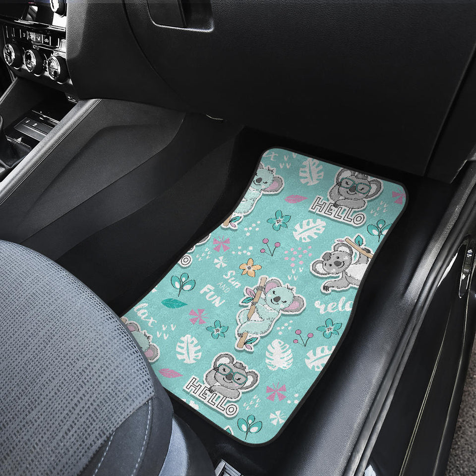 Cute Koalas Blue Background Pattern Front And Back Car Mats