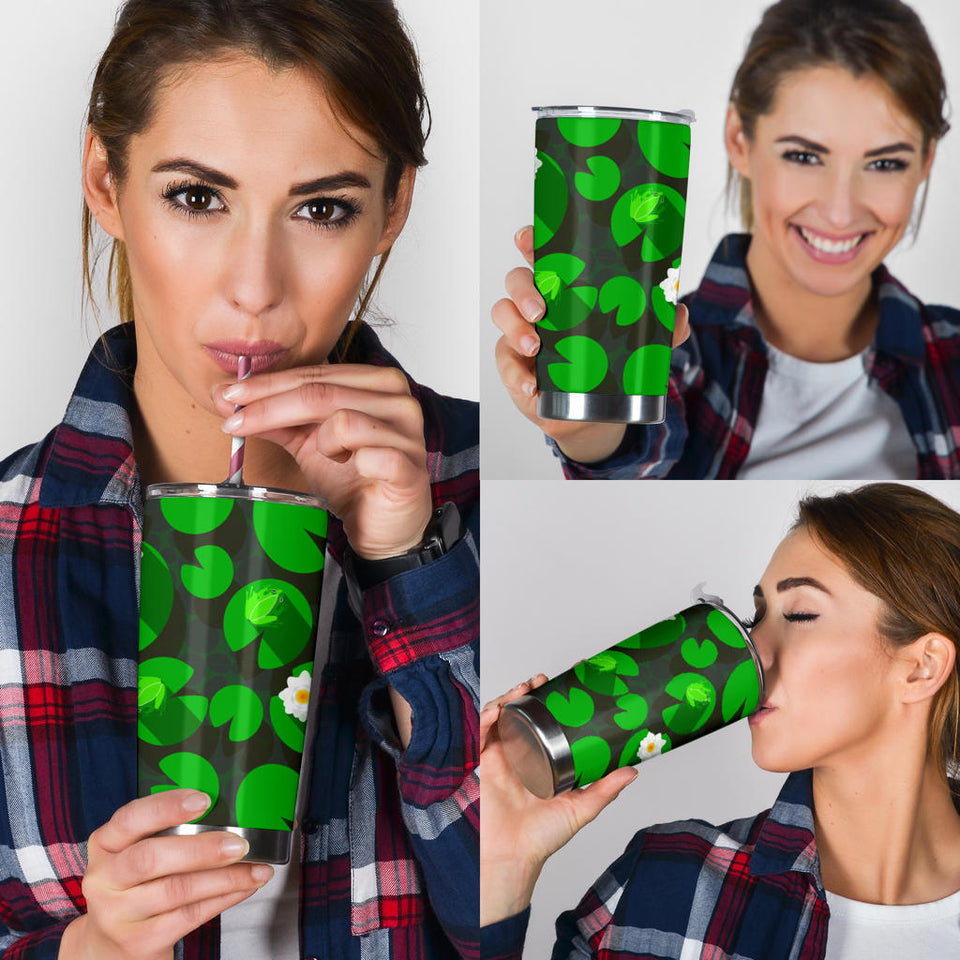 Frog Waterlily Pattern Tumbler