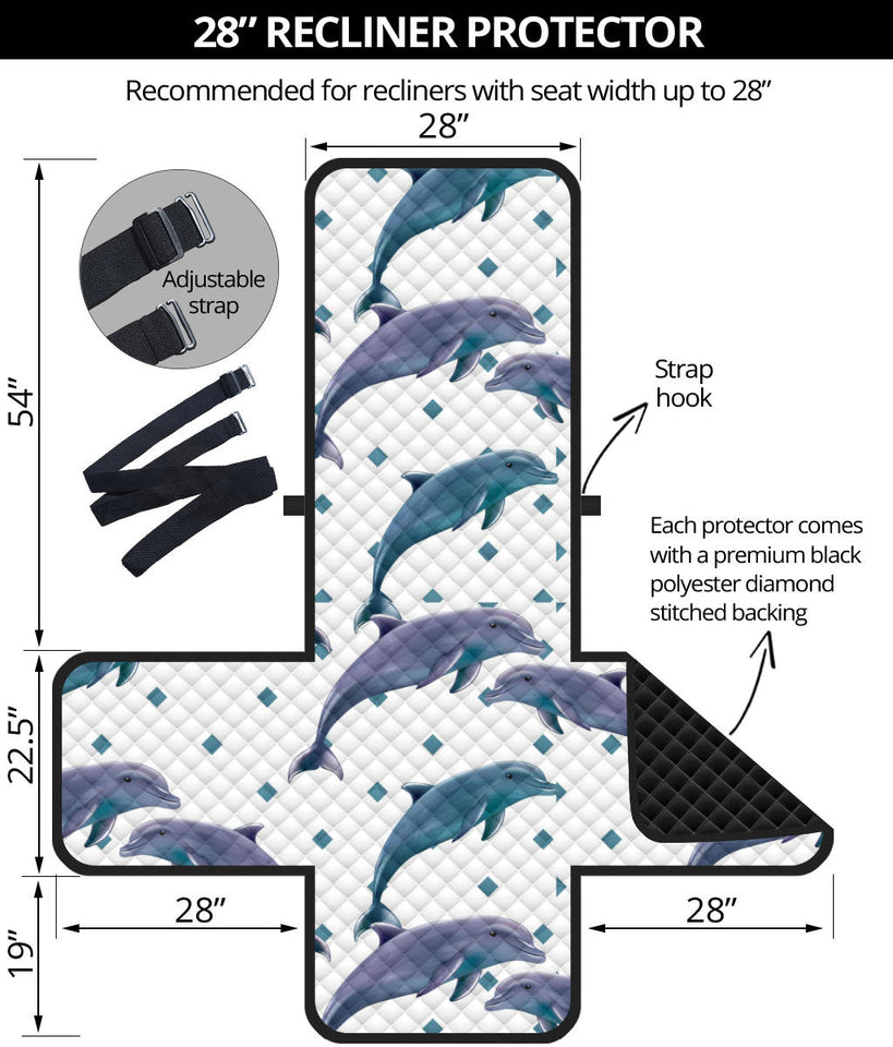 Dolphins pattern dotted background Recliner Cover Protector