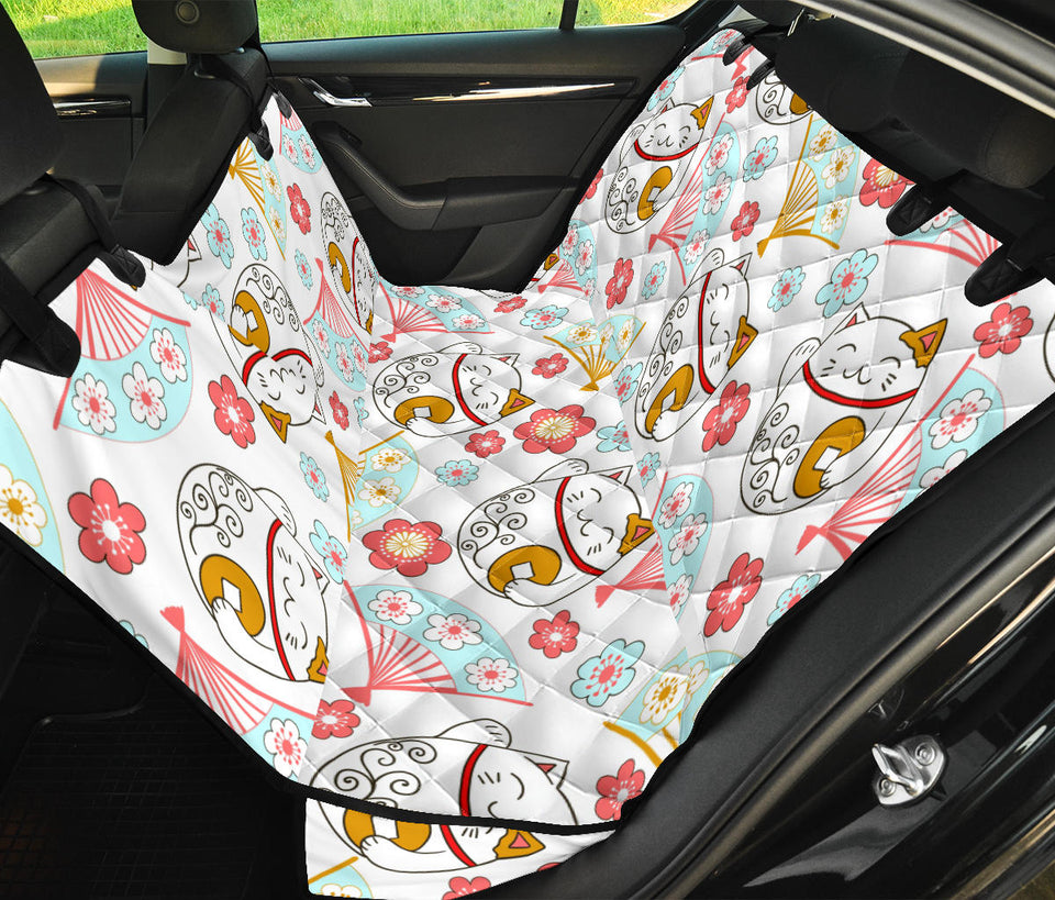 Maneki Neko Lucky Cat Fan Sakura Dog Car Seat Covers