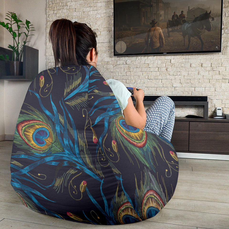 Beautiful Peacock Feather Pattern Bean Bag Cover