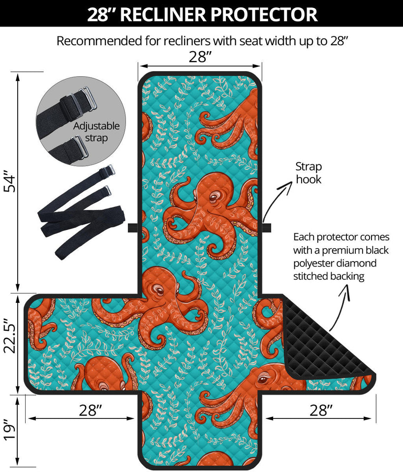 Octopus turquoise background Recliner Cover Protector