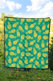 Pineapples Pattern Green Background Premium Quilt