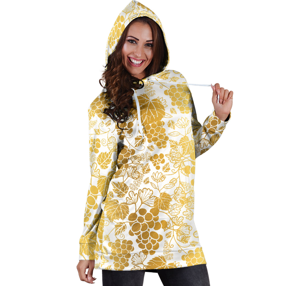 Gold Grape Pattern Women'S Hoodie Dress