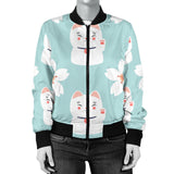 Maneki Neko Lucky Cat Sakura Women'S Bomber Jacket