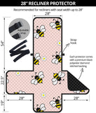 Cute bee flower pattern pink background Recliner Cover Protector