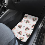 Cute Pugs Pink Heart Paw Pattern Front And Back Car Mats