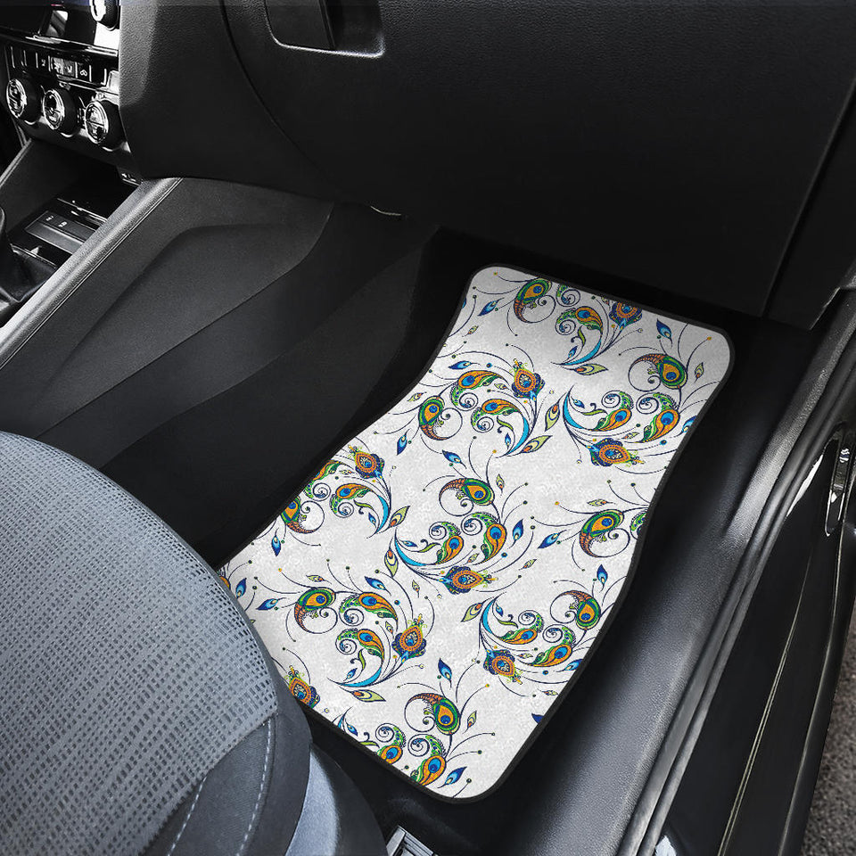Peacock Feather Pattern Front And Back Car Mats