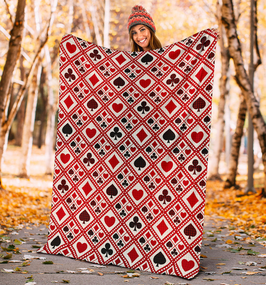 Casino Cards Suits Pattern Print Design 03 Premium Blanket