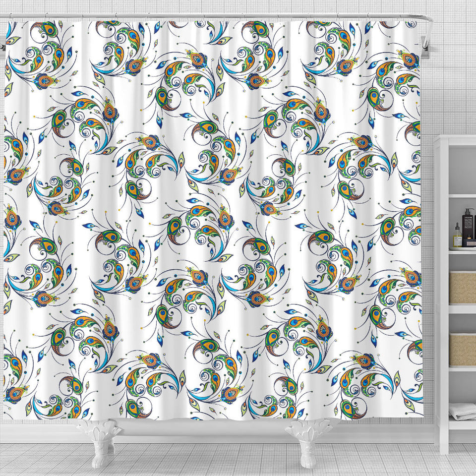 Peacock Feather Pattern Shower Curtain Fulfilled In US