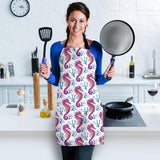 Purple Seahorse Blue Coral Pattern Adjustable Apron