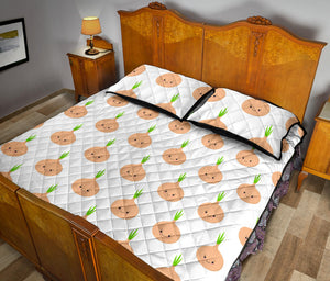 cute onions smiling faces Quilt Bed Set