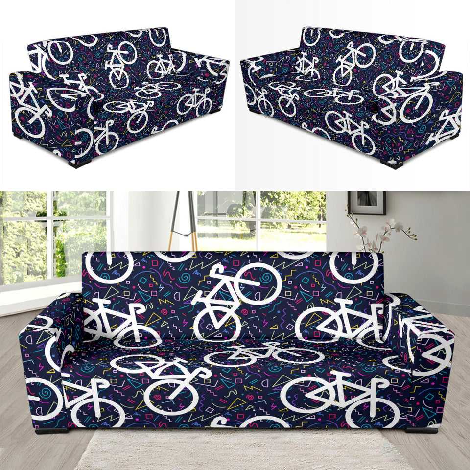 Bicycle Pattern Print Design 03 Sofa Slipcover