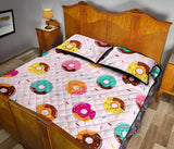 Donut pattern glaze pink background Quilt Bed Set