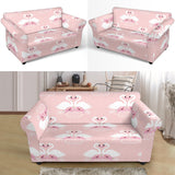 White Swan And Flower Love Pattern Loveseat Couch Slipcover