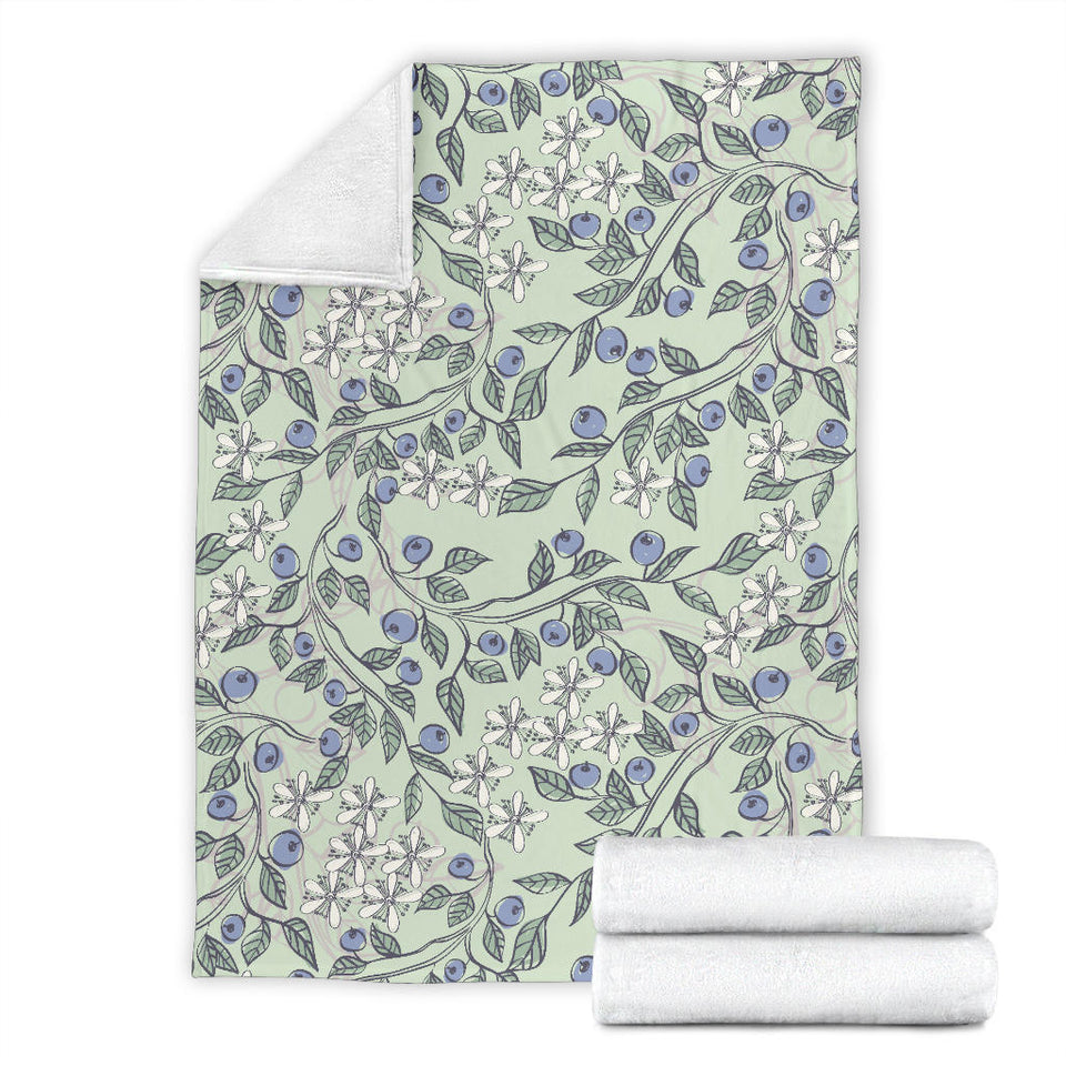 Hand Drawn Blueberry Pattern Premium Blanket