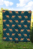 Camel Pattern Blue Blackground Premium Quilt