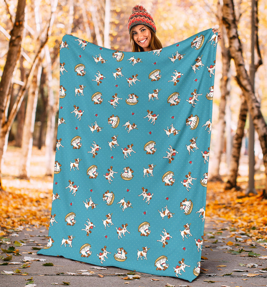 Jack Russel Pattern Print Design 03 Premium Blanket