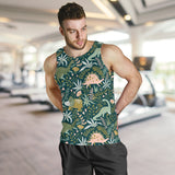 dinosaurs tropical leaves flower pattern Men Tank Top