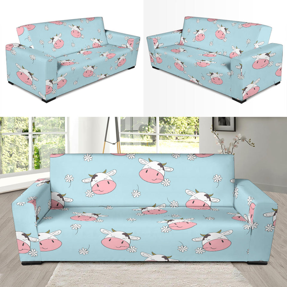 Cute Cow Flower Pattern Sofa Slipcover