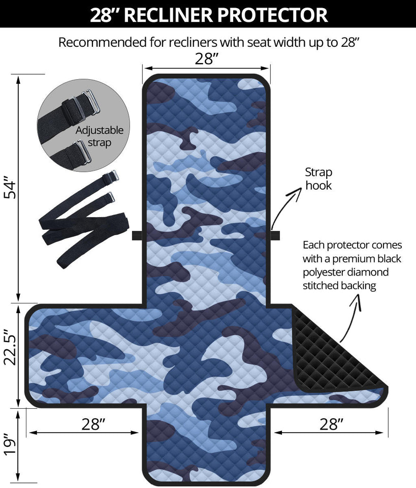 Blue camo camouflage pattern Recliner Cover Protector