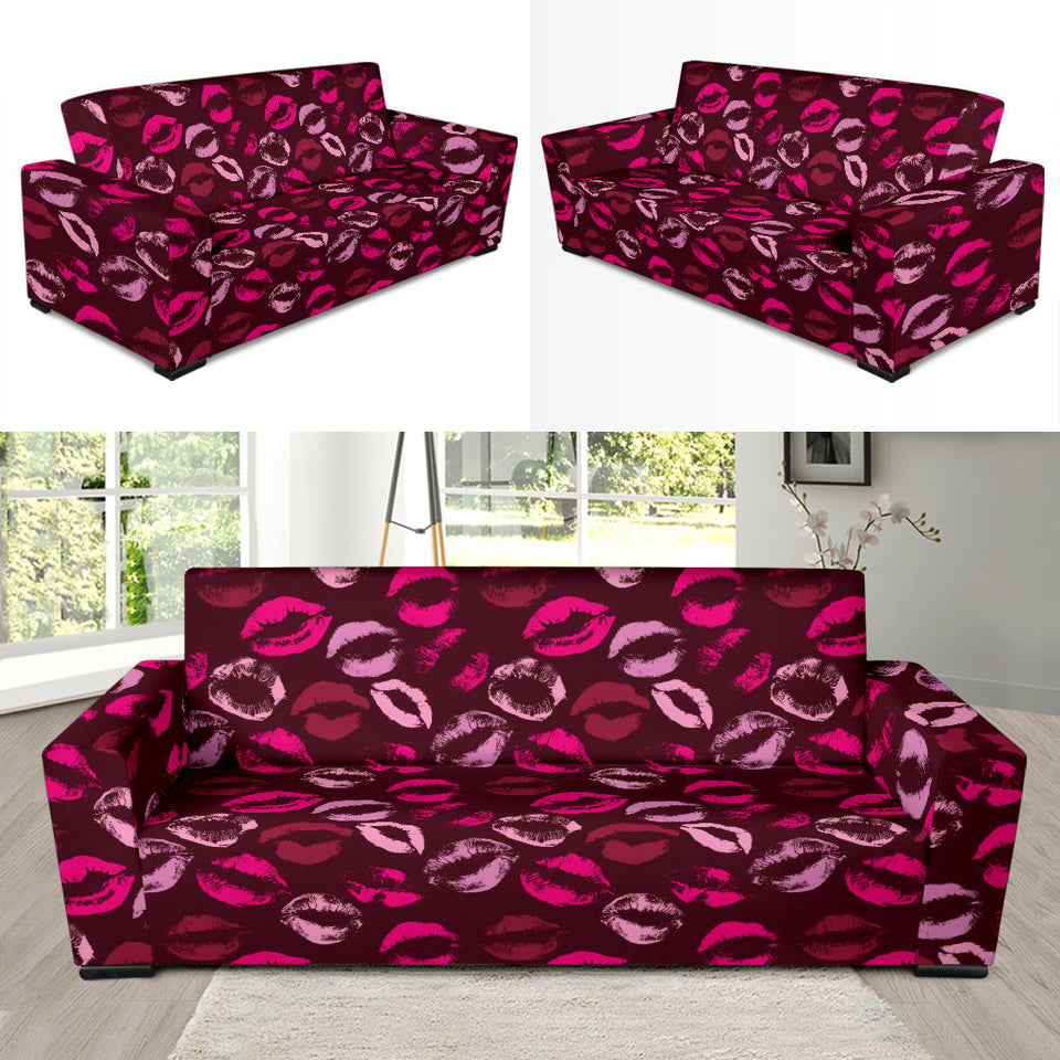 Lips Pattern Print Design 03 Sofa Slipcover