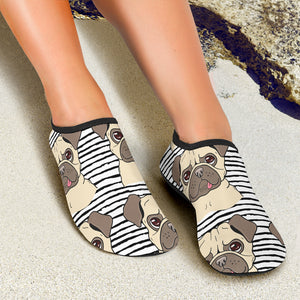 Happy Pug Pattern Aqua Shoes